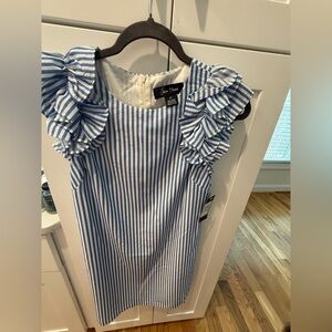 Jessica Howard Seersucker dress w/ ruffle sleeves , NWT sz 8P